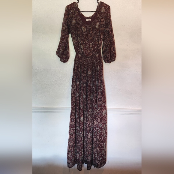 Abercrombie & Fitch Long Rustic Pattern Off the Shoulder Maxi Dress - Picture 1 of 3